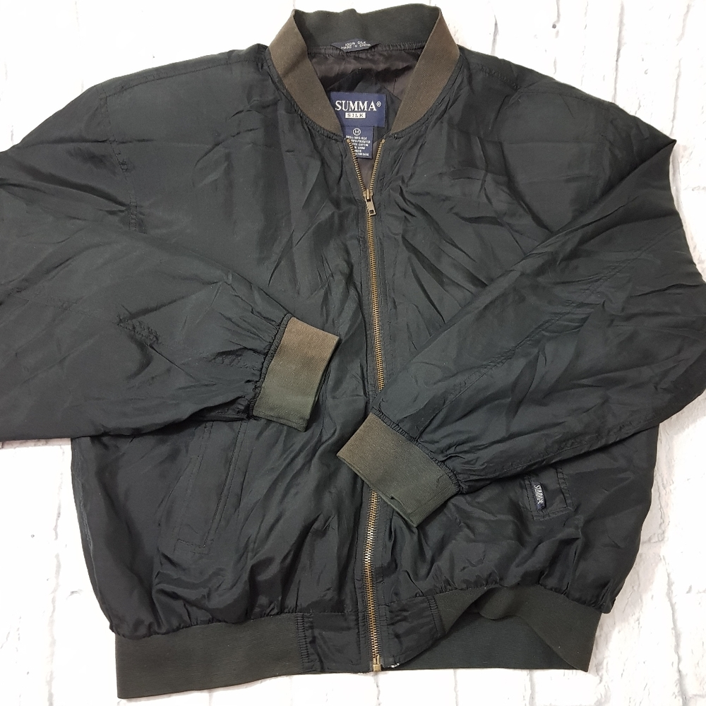 Suma Silk Vintage Lined Silk Bomber Jacket/Coat